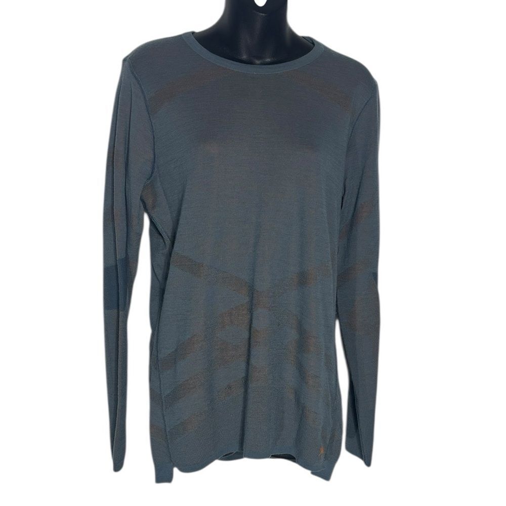 Smartwool women’s xl Intraknit thermal sweater grey orange wool blend